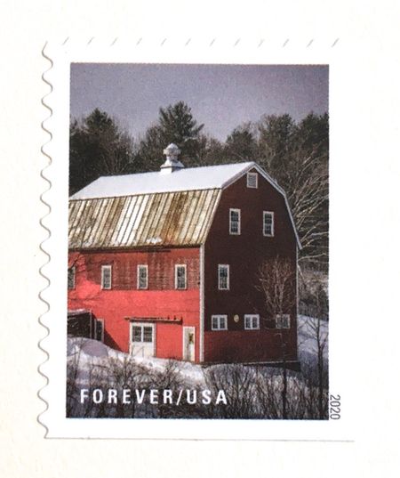 100 Christmas Barn Forever Stamps Winter Farm Holiday Postage Stamps for Mailing Christmas Cards and Wedding Invitations